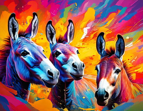 Pouting Donkeys Art Canvas